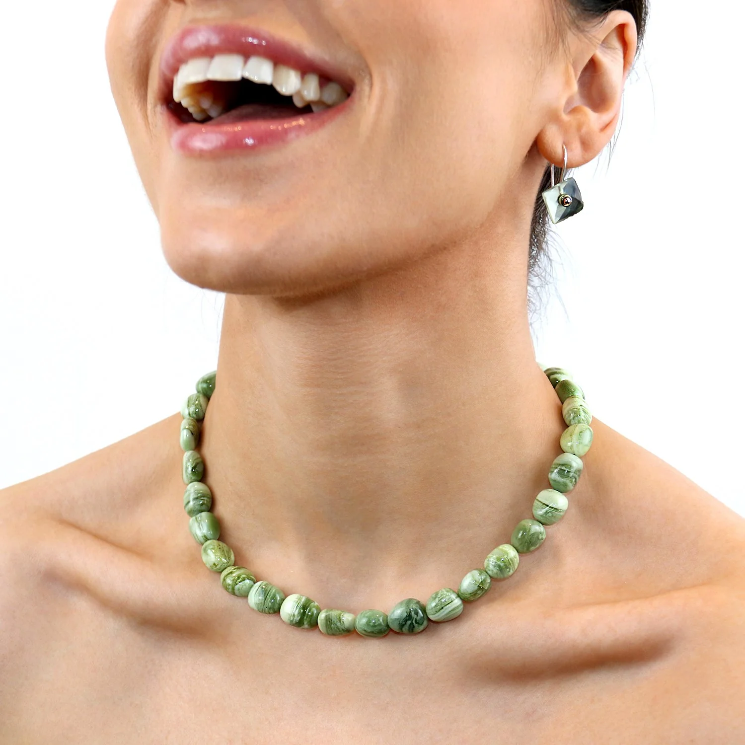 Green Prehnite pendants with Earring Hooks - Image 5