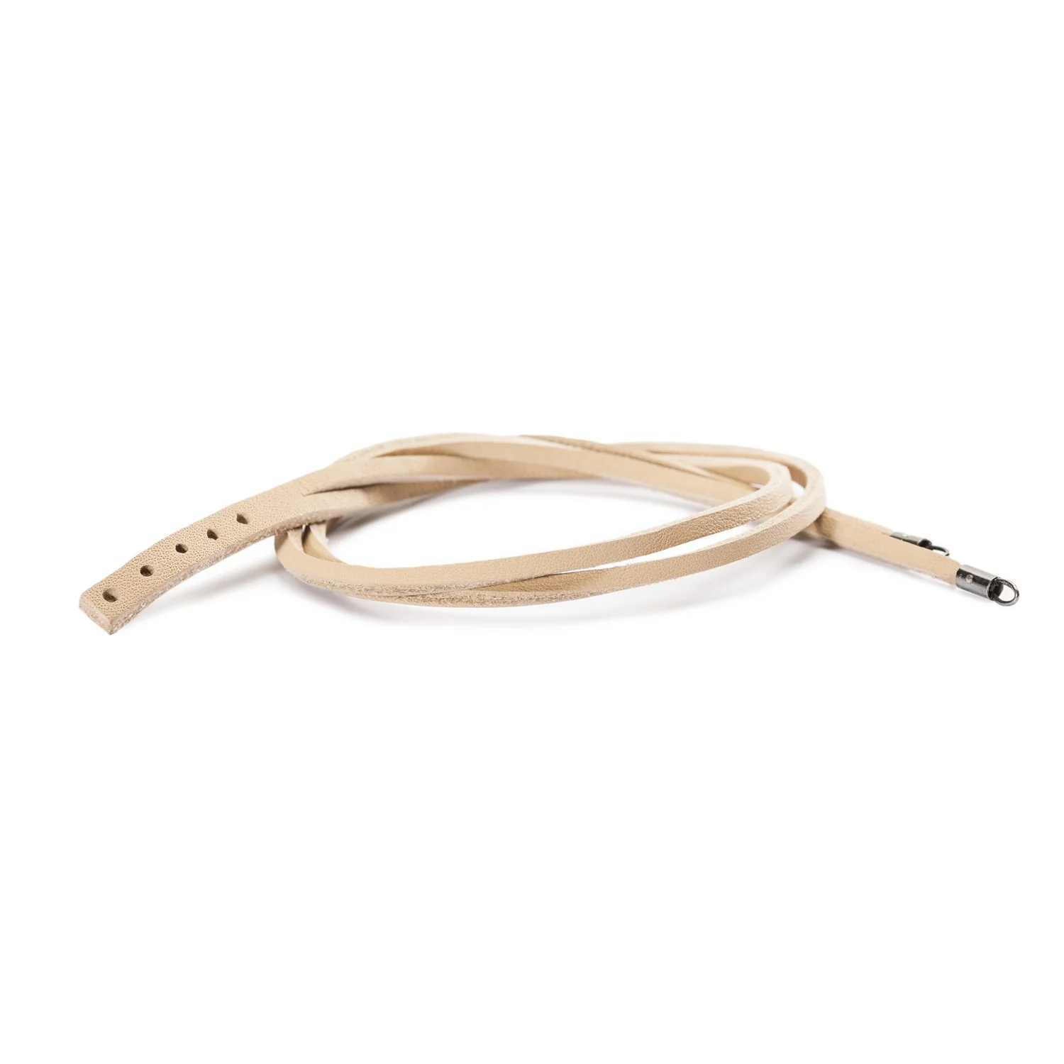 Double Leather Bracelet Beige/Silver