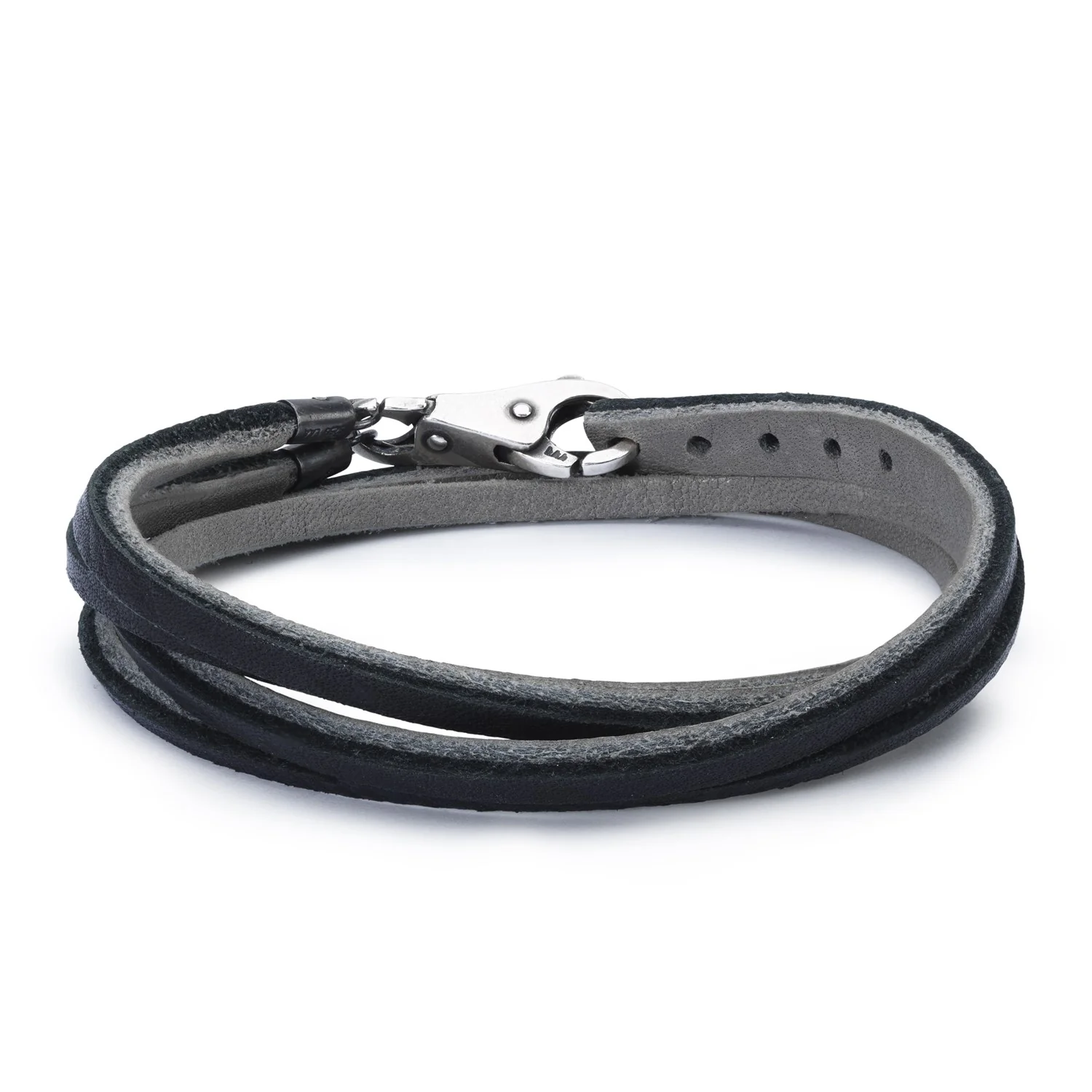 Double Leather Bracelet Black/Grey - Image 5