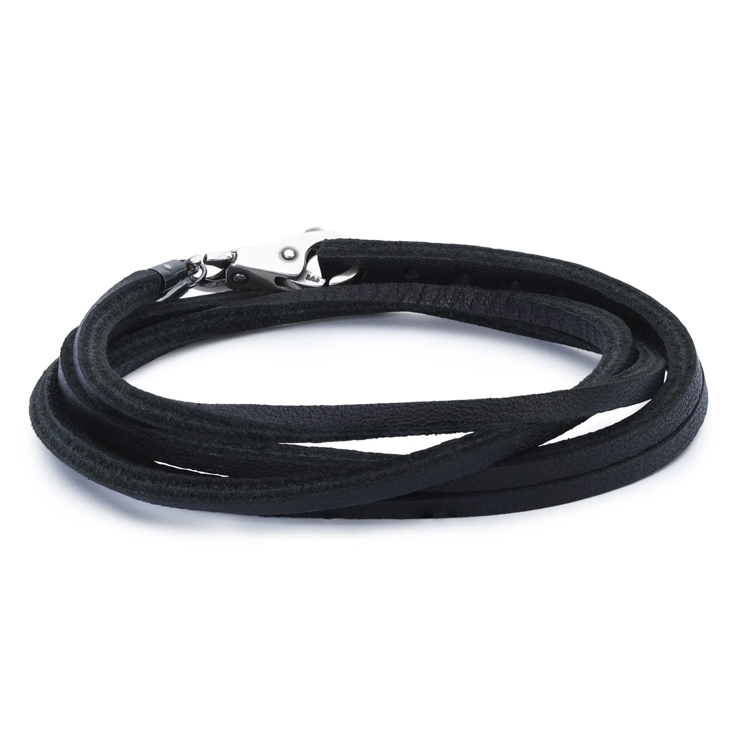 Double Leather Bracelet Black/Silver - Image 7