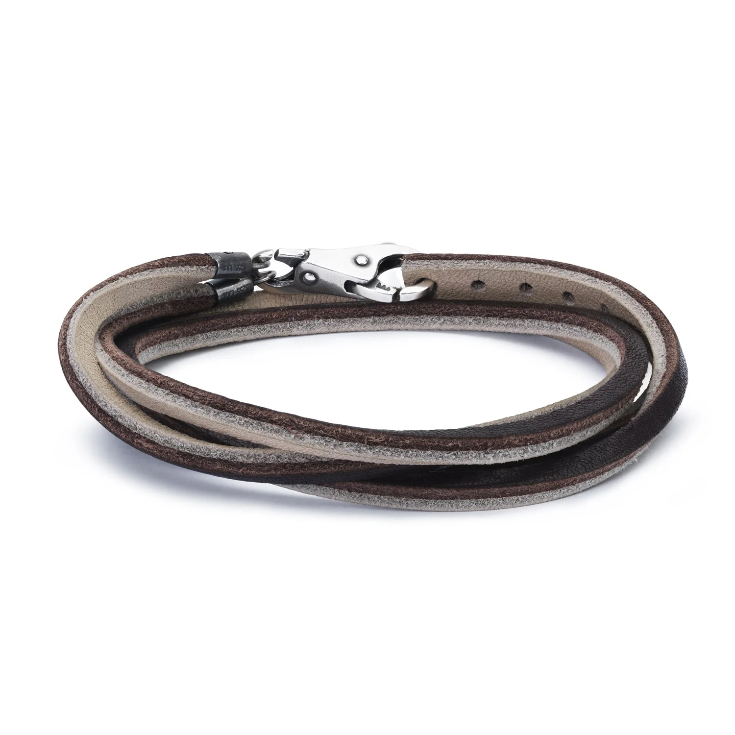 Double Leather Bracelet Brown/Light Grey - Image 6