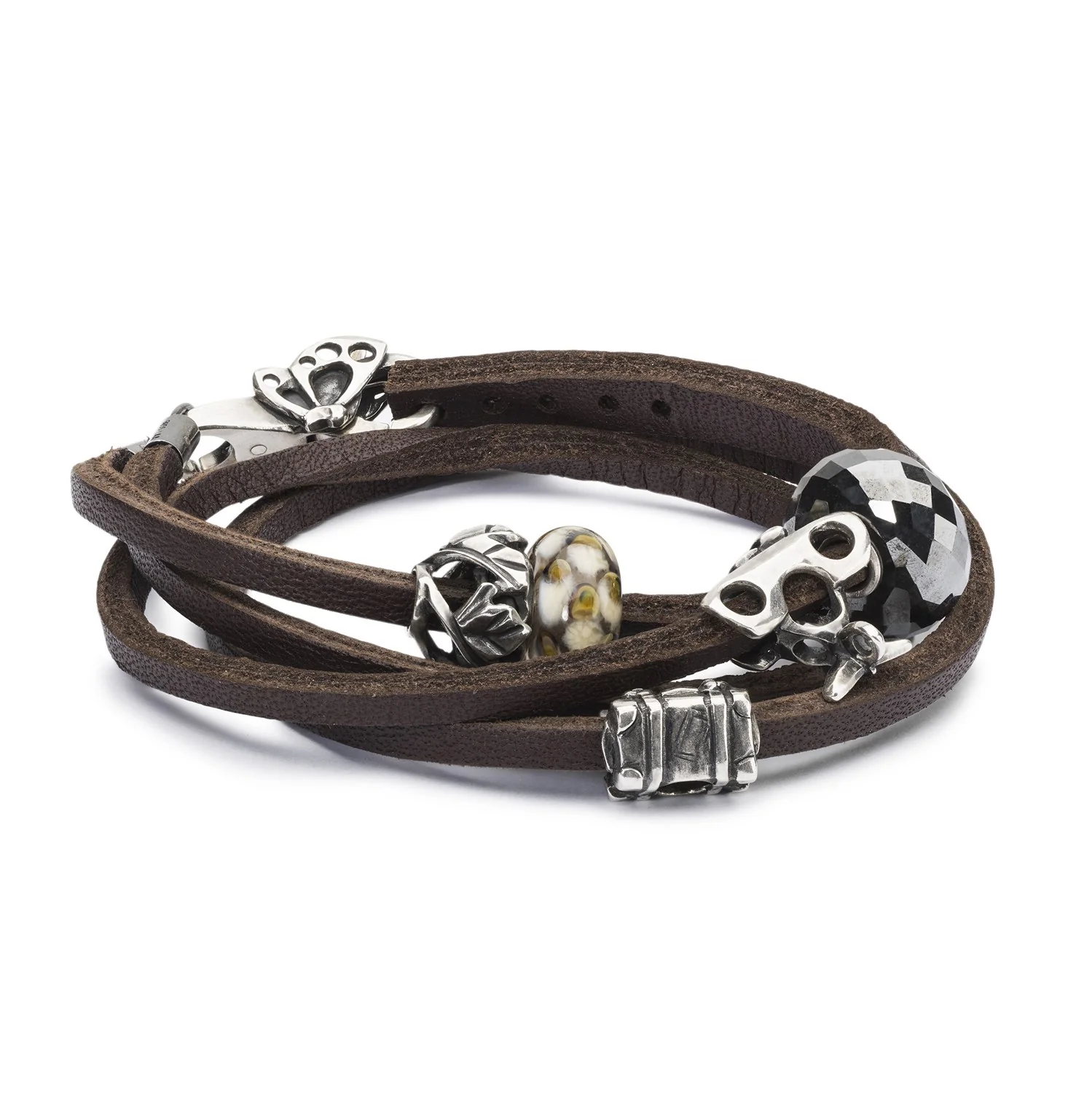 Double Leather Bracelet Brown/Silver - Image 7