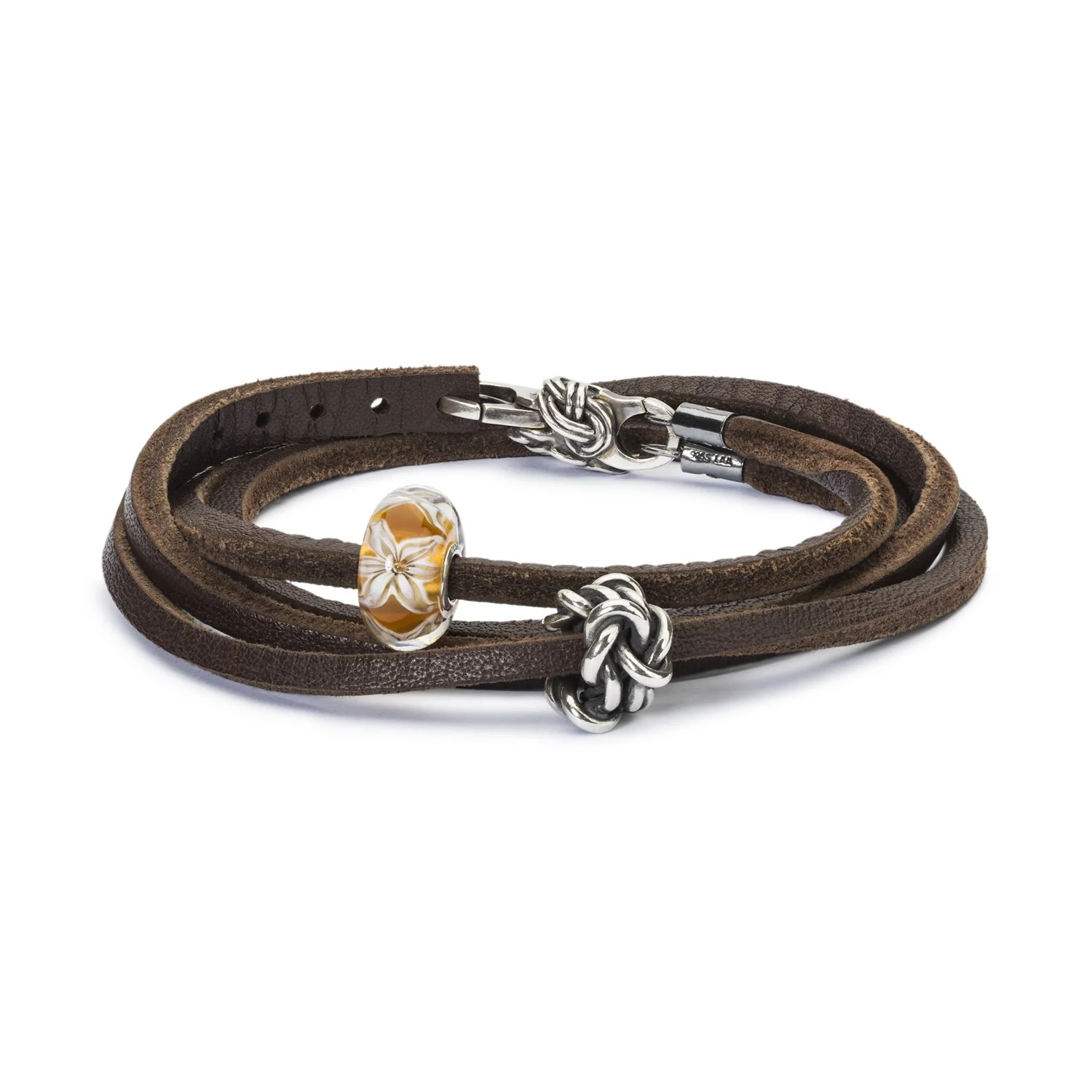 Double Leather Bracelet Brown/Silver - Image 9