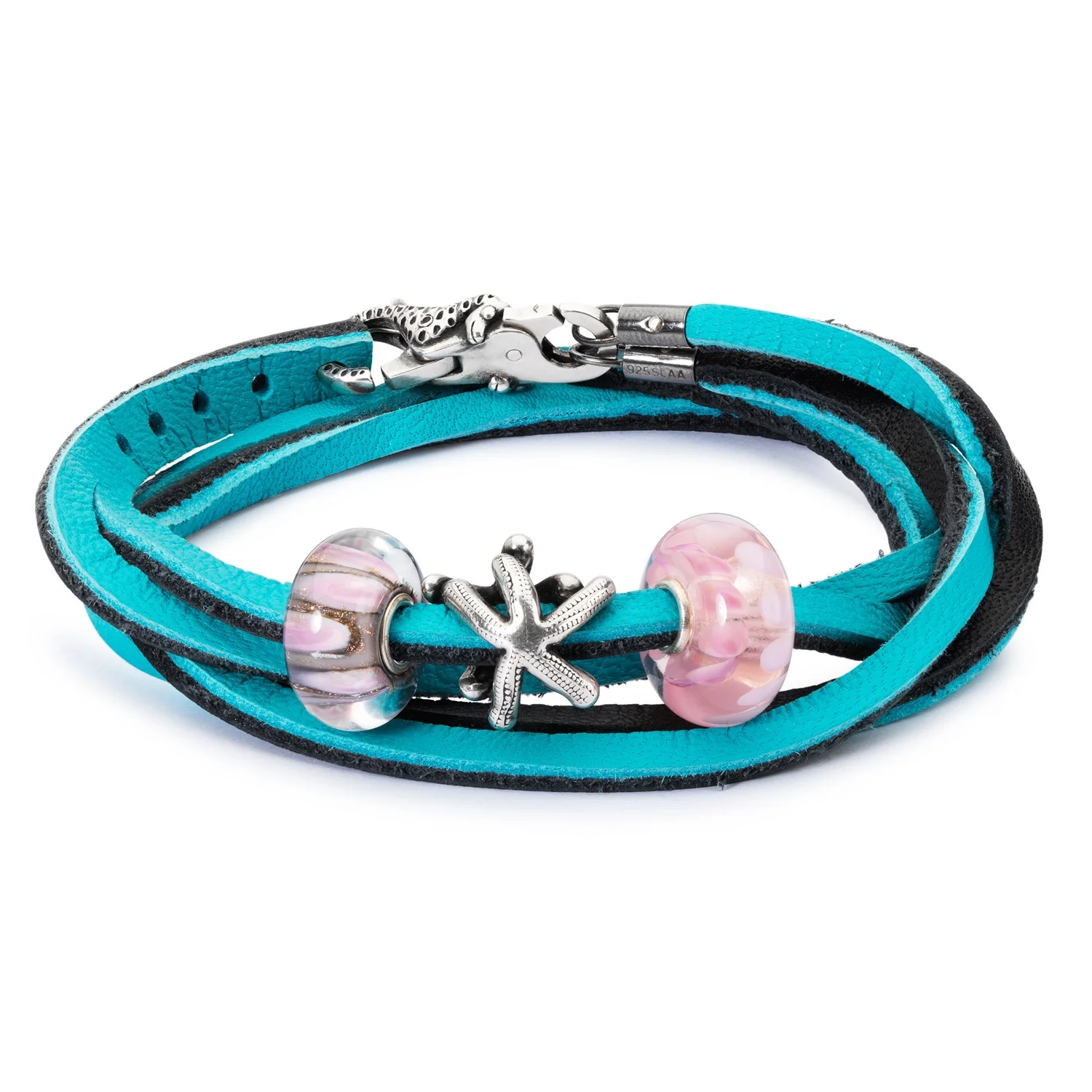 Leather Bracelet Cyan/Key - Image 2