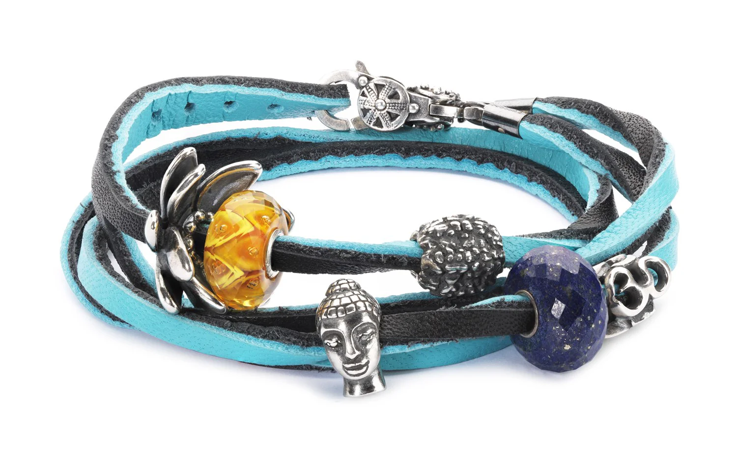Leather Bracelet Cyan/Key - Image 3