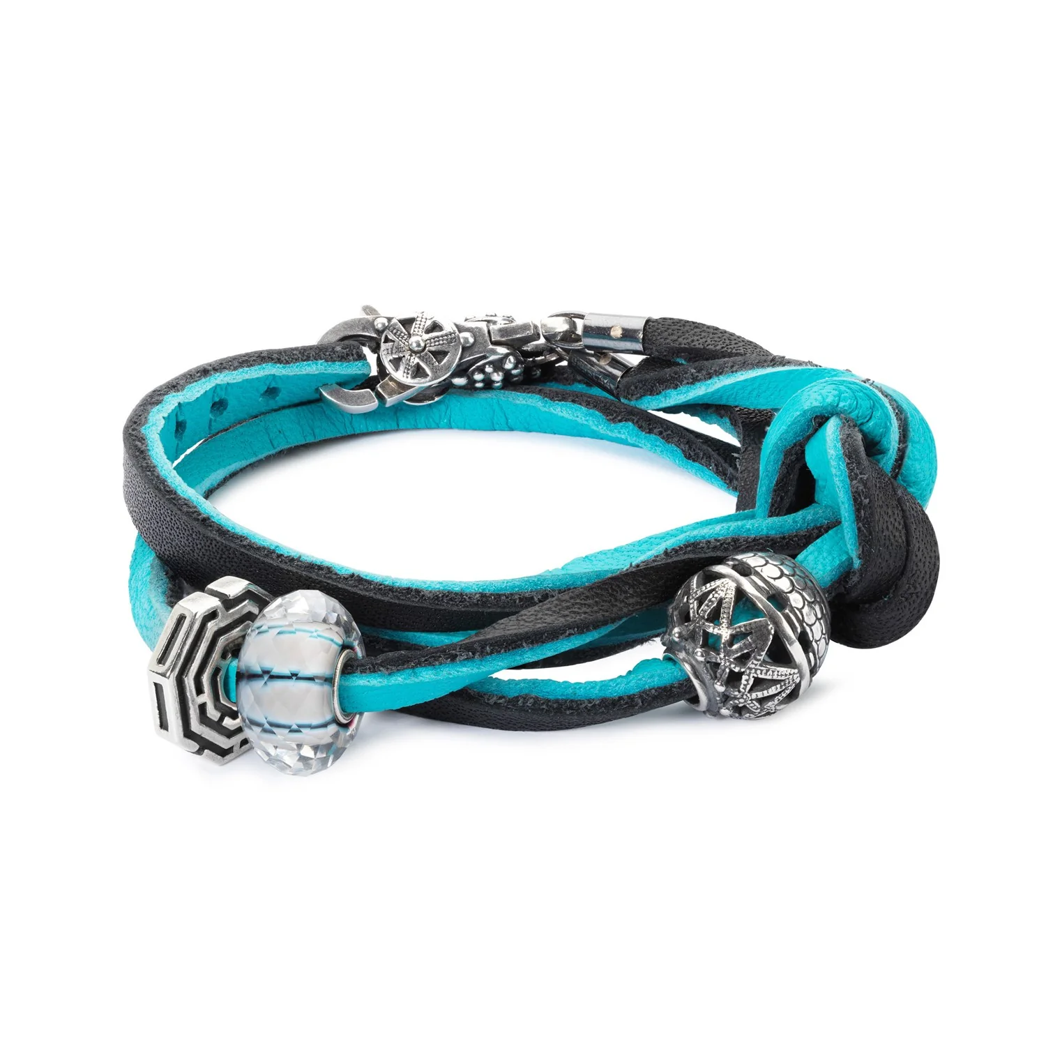 Leather Bracelet Cyan/Key - Image 4