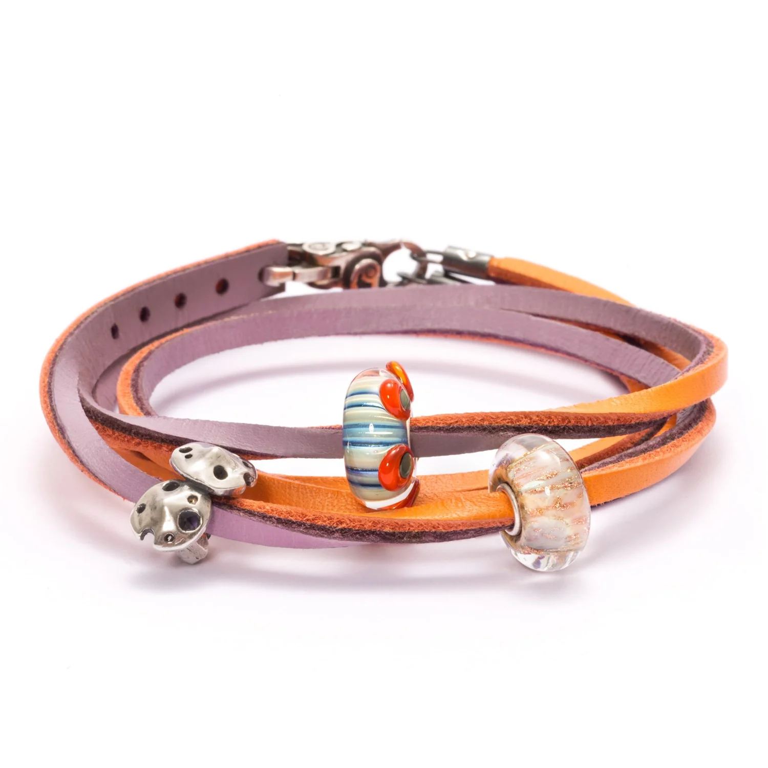 Double Leather Bracelet Pumpkin/Grape - Image 3