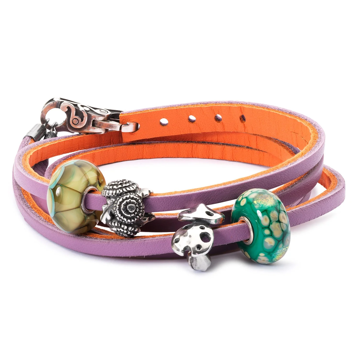 Double Leather Bracelet Pumpkin/Grape - Image 5