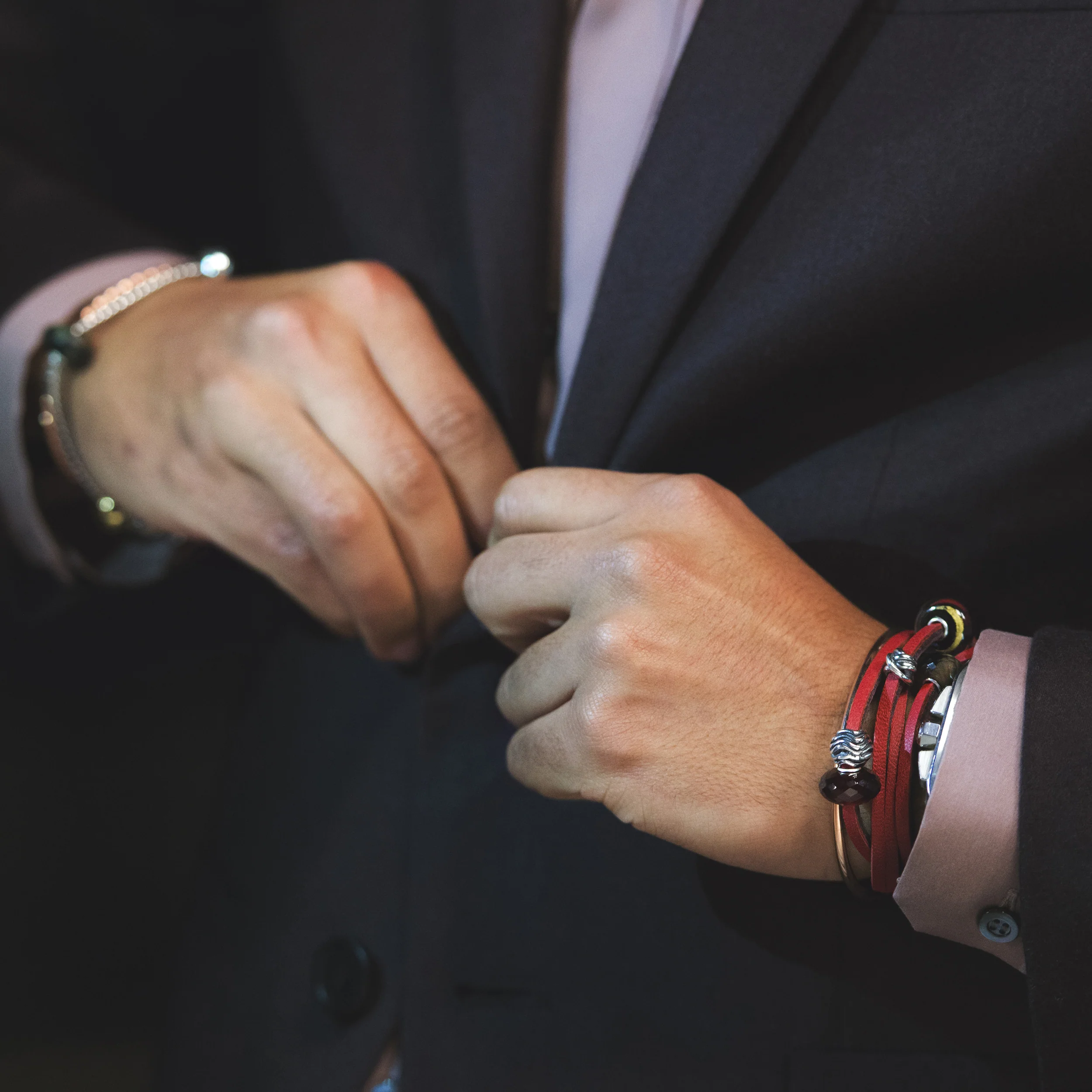 Leather Bracelet Red/Bordeaux - Image 4