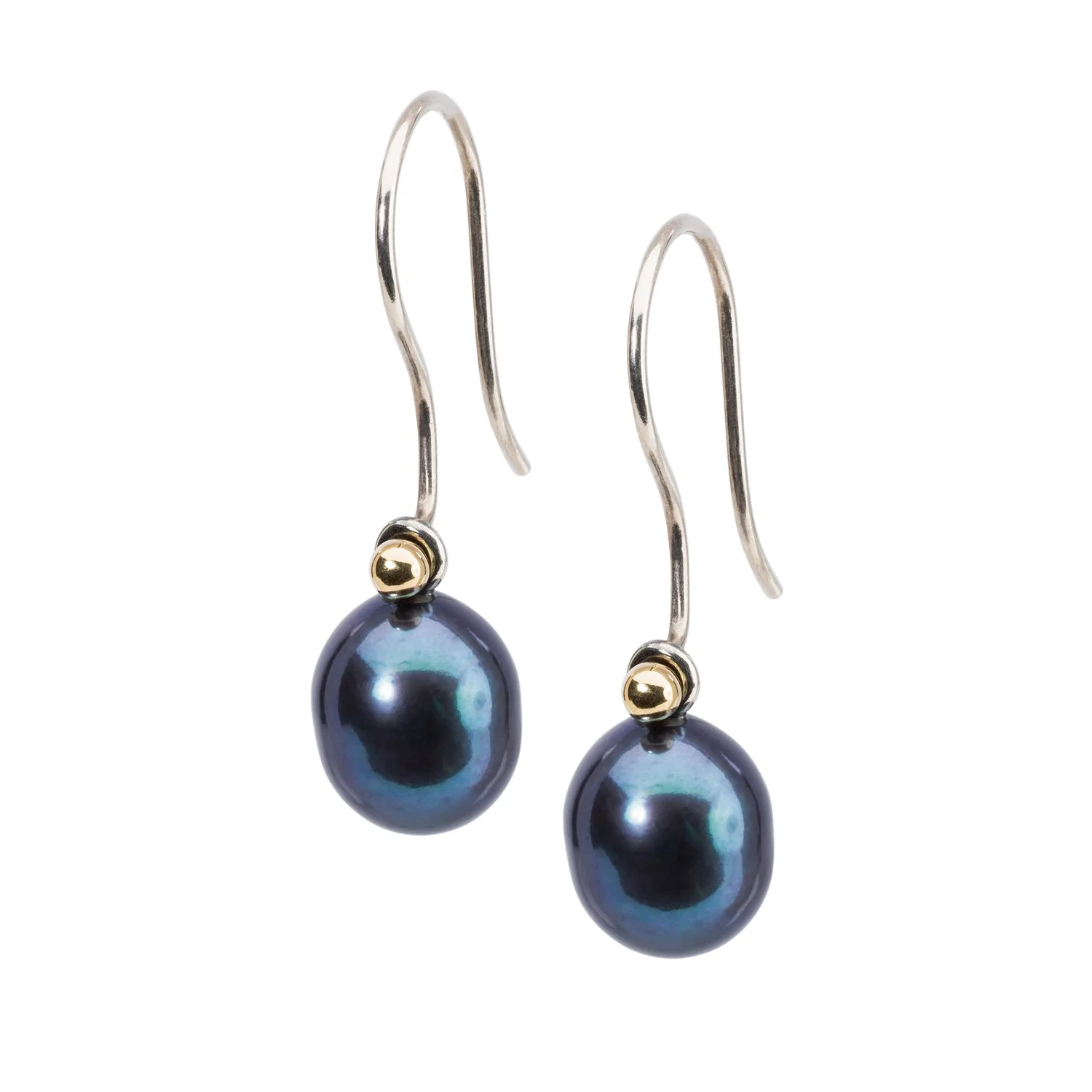 Peacock Pearl Oval Drops with Sterling Silver and Gold Hooks