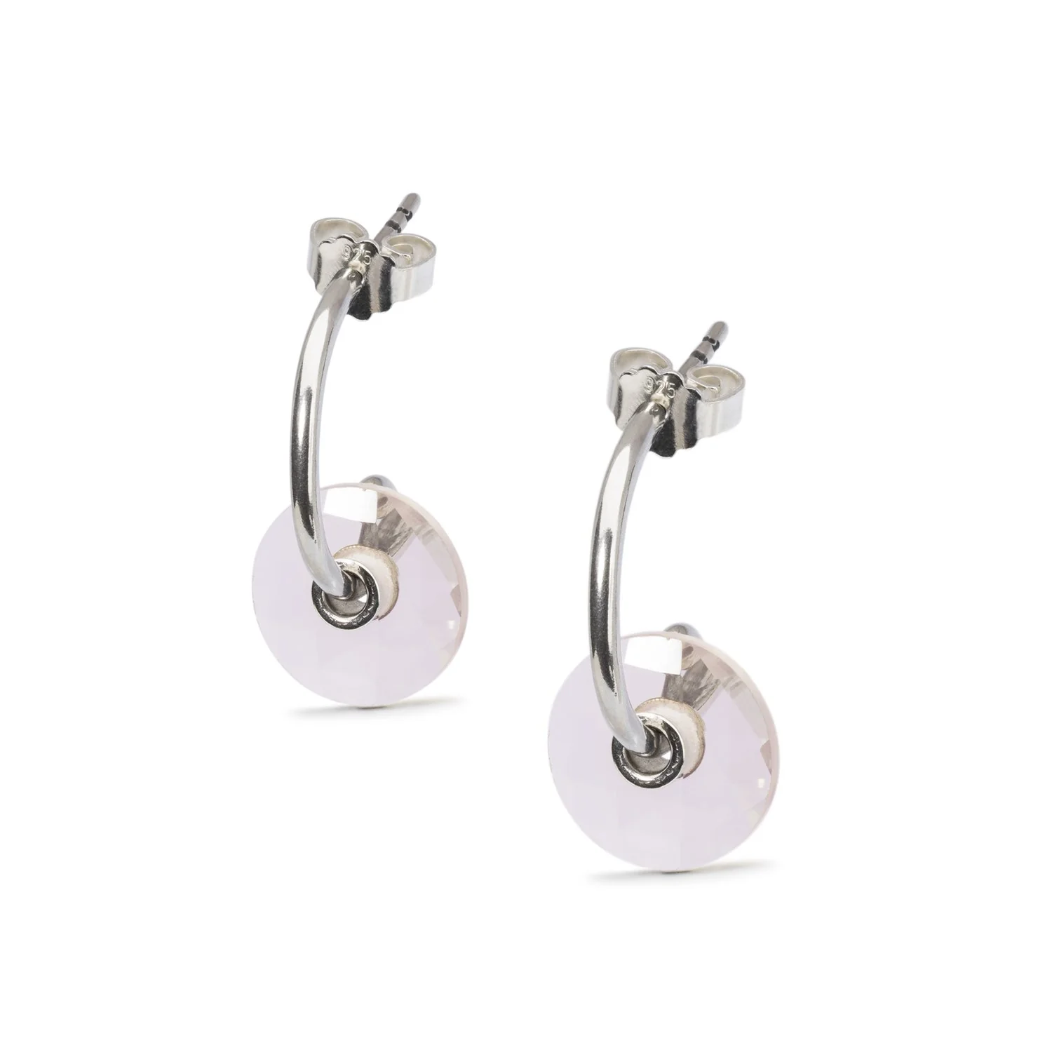 Rose Quartz Earrings with Silver Hooks with Twirl