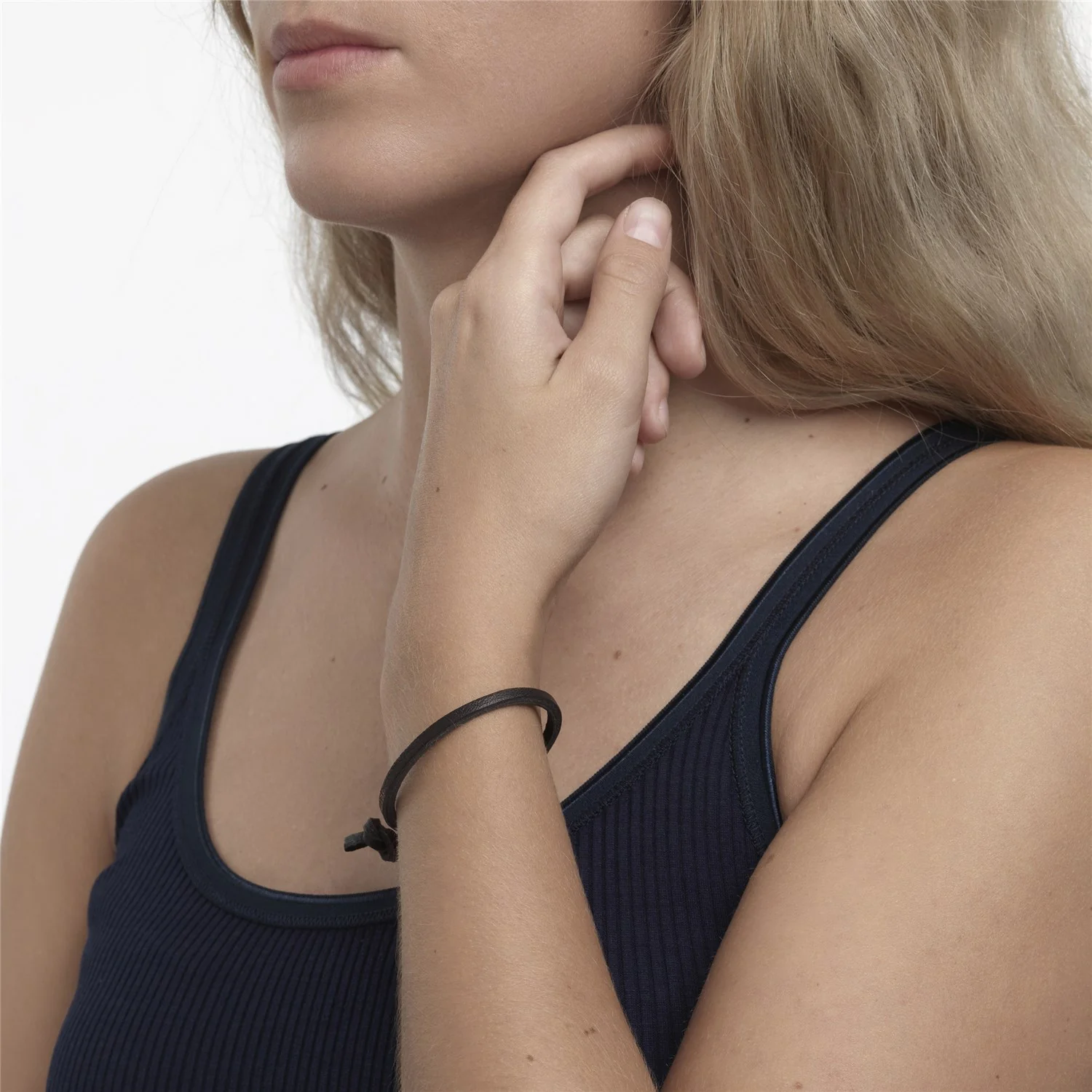 Single Leather Bracelet, Black - Image 4