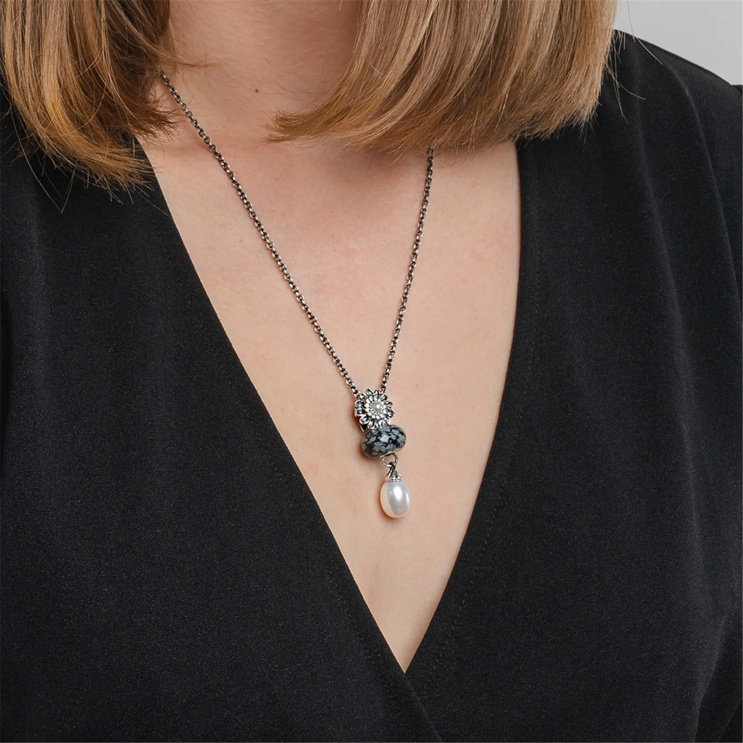 Snowflake Obsidian Facet Bead - Image 6