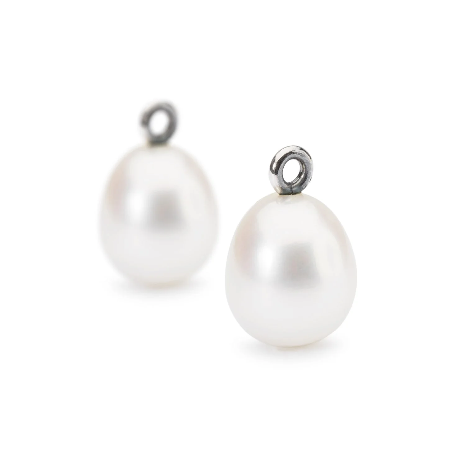 White Pearl Oval Drops with Silver Hooks - Image 3