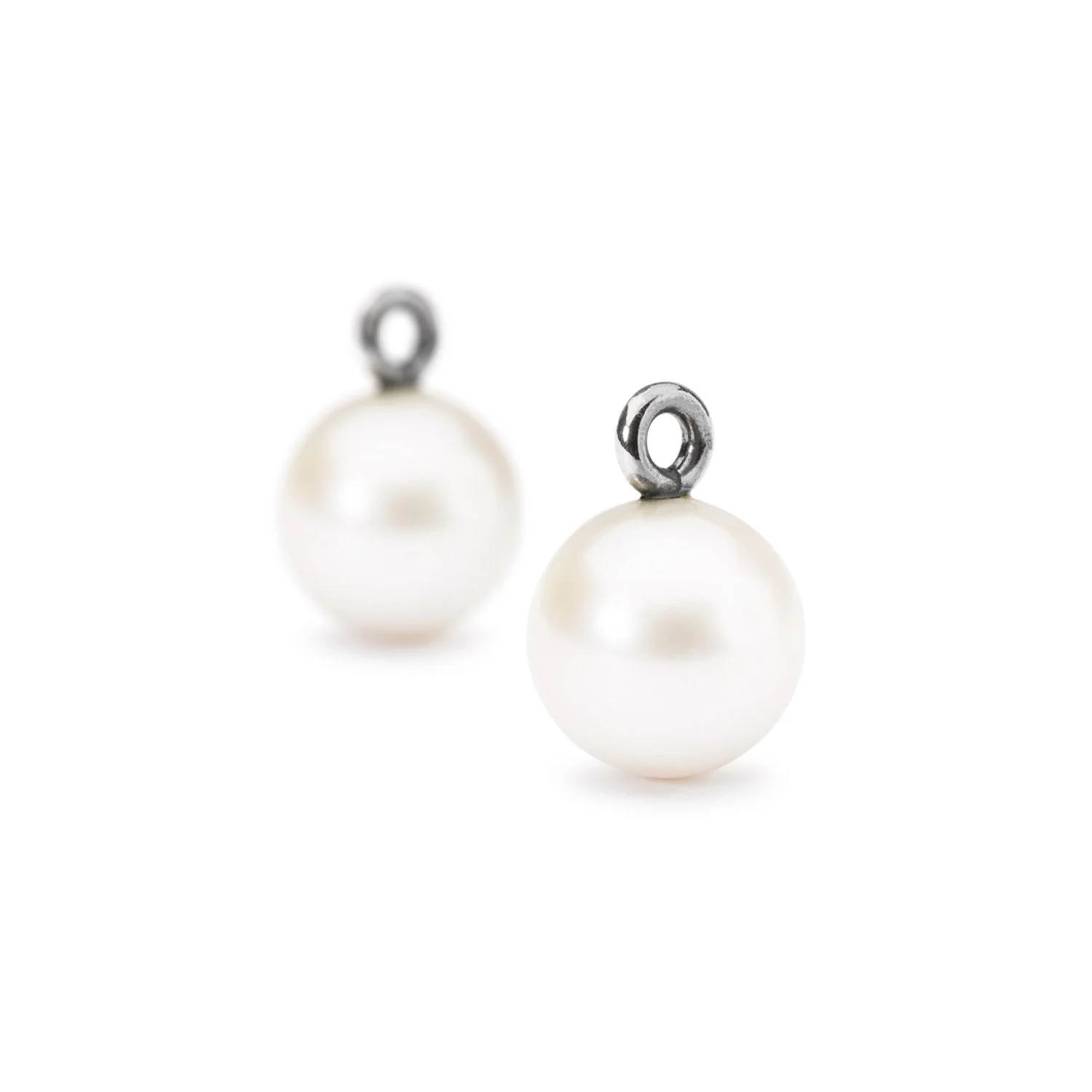 White Pearl Round Drops with Silver and Gold Hooks - Image 3
